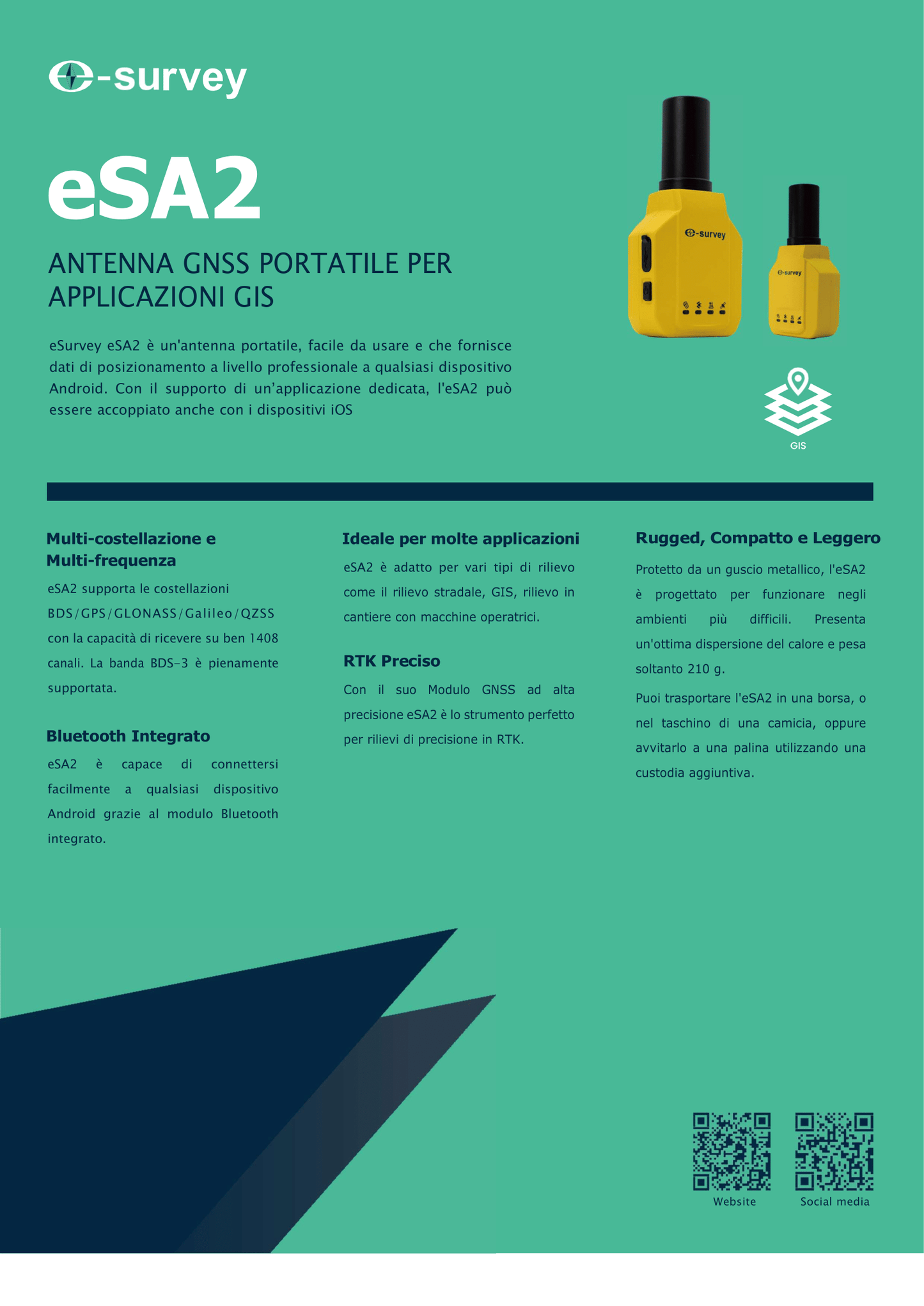 eSA2 - Antenna GNSS portatile per applicazioni GIS